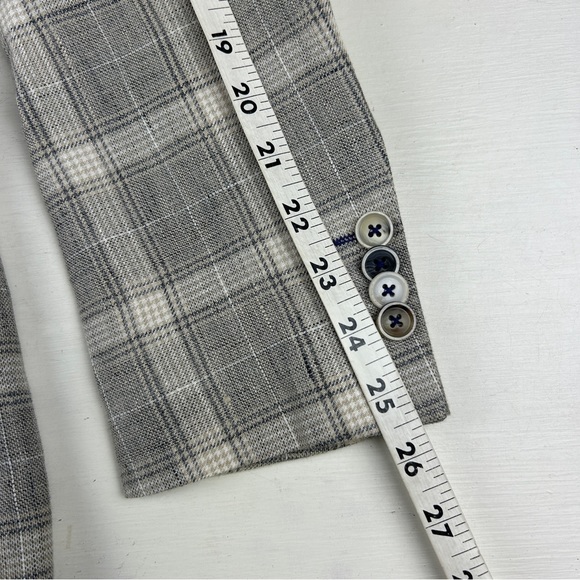 Sand Copenhagen Plaid Blazer Men 40R Jacket Gray Check Single Breasted Linen - Picture 10 of 10